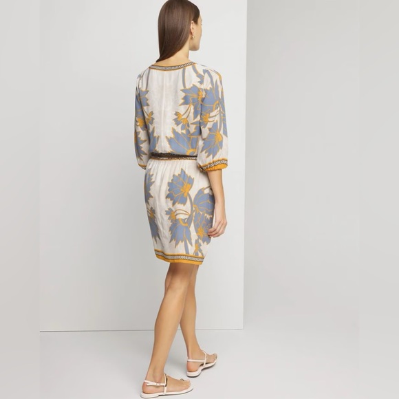 White House Black Market Dress ¾ Sleeve Smocked Waist Dress - Picture 5 of 12